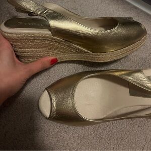 Gold Women's Peep-Toe Slingback Shoes